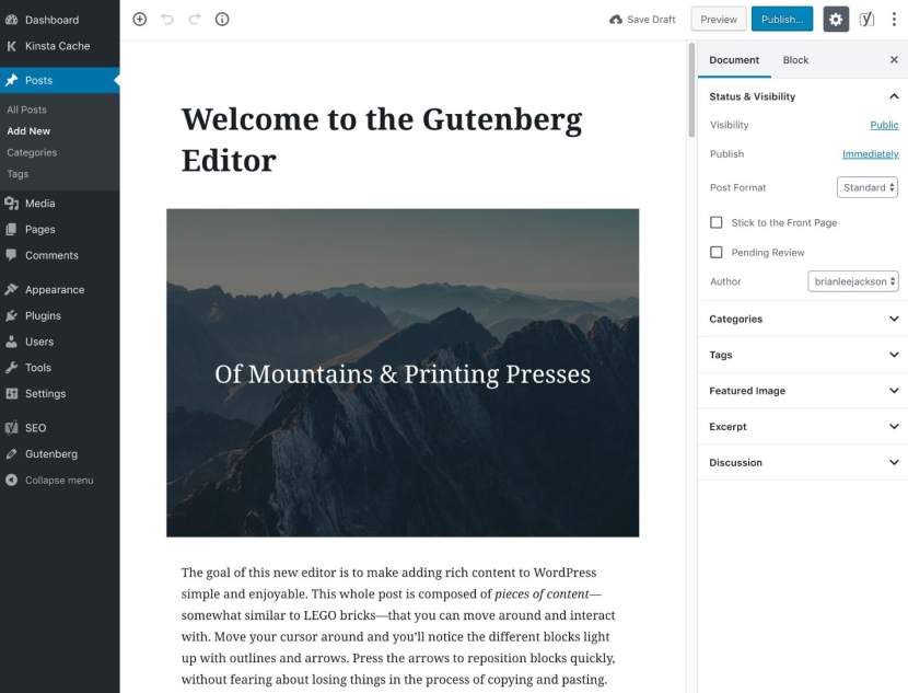 Gutenberg editor